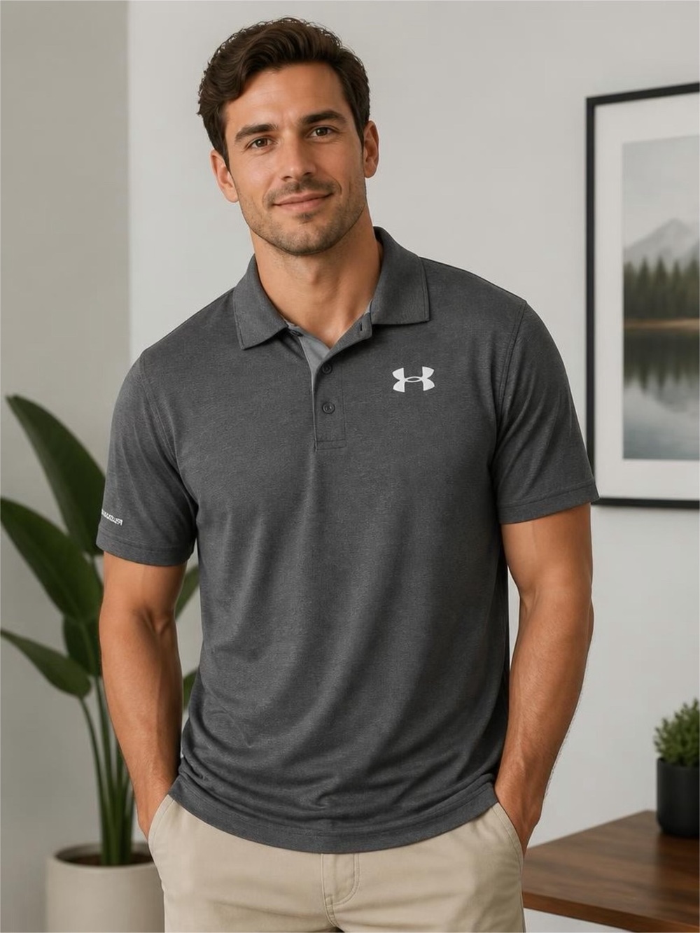 Under Armour Men's Dark Gray Performance Polo Shirt